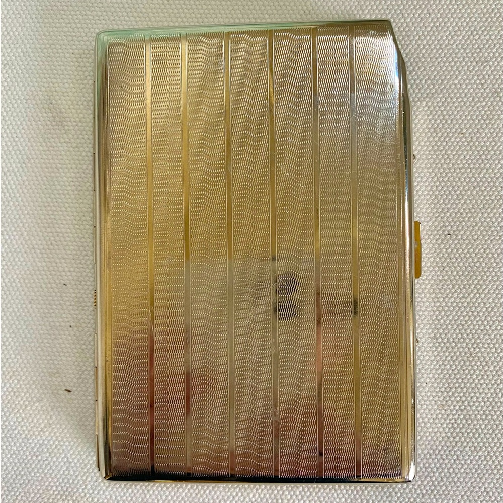 VTG Colibri Gold Tone Hard Case Stripes Chevron England